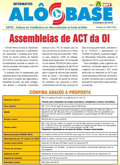 Sinttel convoca assembleias da OI